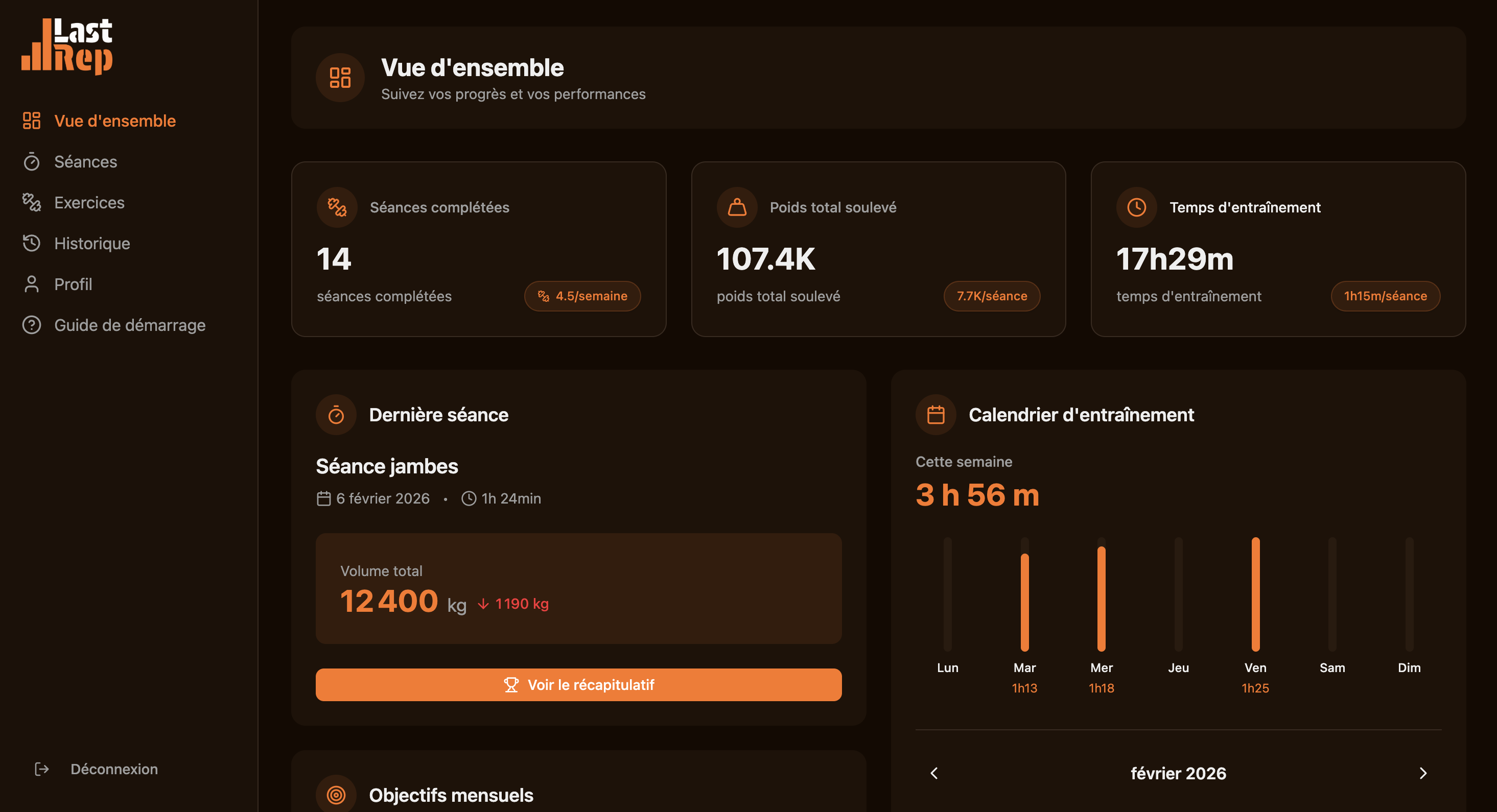 LastRep — Application de suivi sportif